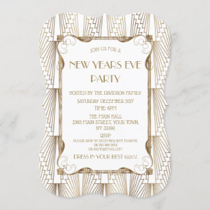 Charm Old Hollywood White Great Gatsby New Year Einladung