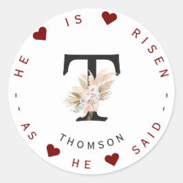 Charm Pampas Grass Floral Monogram Address Label Runder Aufkleber