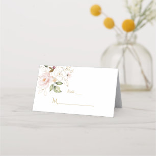 Charm Pink Blush Blues Gold Frame Tischnummer Platzkarte