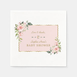 Charm Pink Blush Blume Gold Frame Baby Dusche Serviette