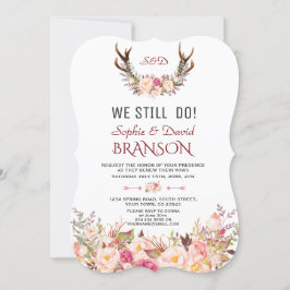 Charm Pink Blush Floral Antler, die wir noch tun Einladung