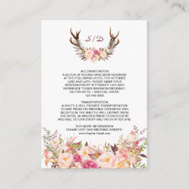 Charm Pink Blush Floral Antlers Wedding Details Begleitkarte