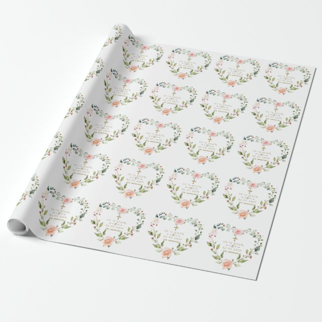 Charm Pink Blush Herz floral er ist Riser Oster Geschenkpapier (Ungerollt)