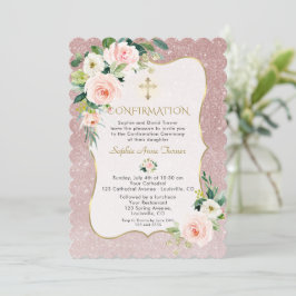 Charm Pink White Blume Gold Girl Bestätigung Einladung