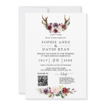 Charm QR Code Wasserfarben Blume Antler Hochzeit
