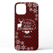 Charm Red Buffalo MERRY CHRISTMAS Monogram