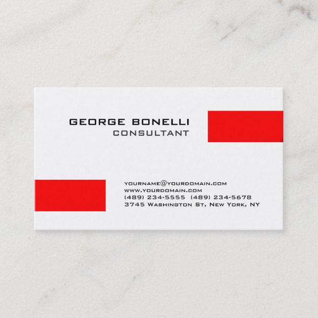 Charm Red Strips White Consultant Business Card Visitenkarte (Vorderseite)