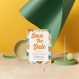 Charm Retro Abstrakt Bright Bold Wildblume Save The Date
