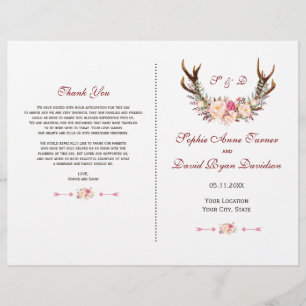 Charm Rose Blush Floral Antlers Programme de maria