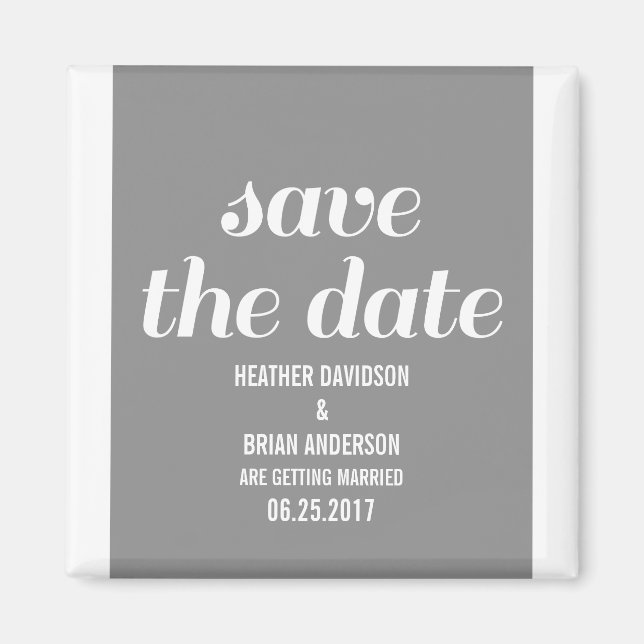 Charm Save the Date Magnet, grau Magnet (Vorne)