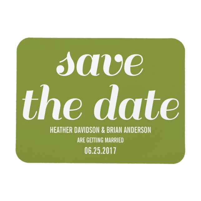Charm Save the Date Magnet, Olive Green Magnet (Horizontal)