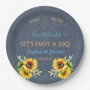 Charm Sonnenblumen Alte Jeansblau Western I DO BBQ Pappteller
