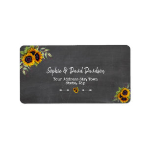 Charm Watercolor Sonnenblumen Chalkboard Hochzeit Adressaufkleber