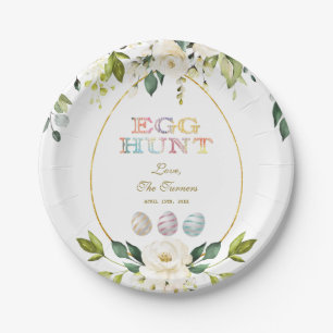 Charm White Cream Blume Ei Hunt Gold Ostern Pappteller