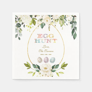 Charm White Cream Blume Ei Hunt Gold Ostern Serviette