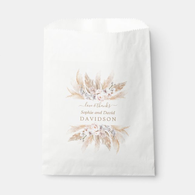Charm White Orchid Pampas Grass Wedding Geschenktütchen (Vorderseite)