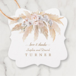 Charm White Orchid Rose Pampas Grass Wedding Geschenkanhänger