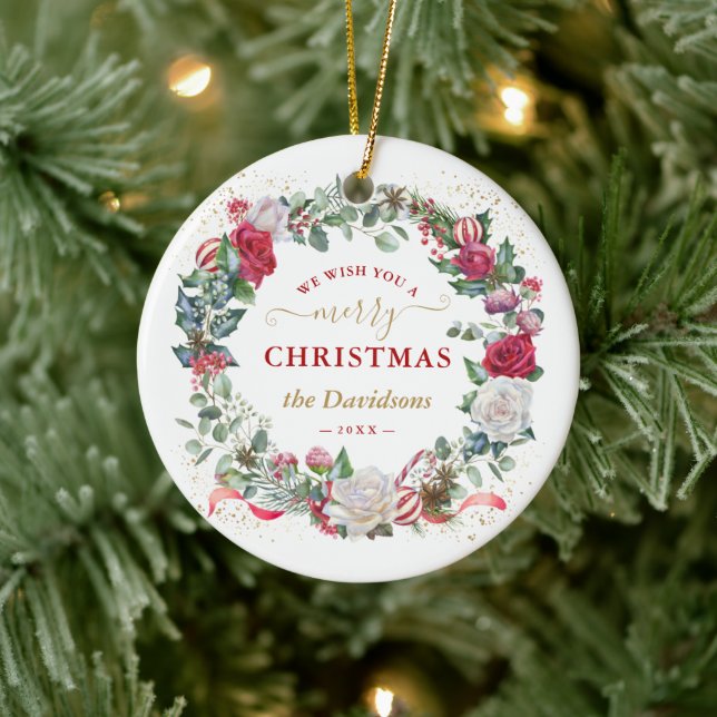 Charm Wir wünschen Ihnen eine fröhliche Weihnachts Keramik Ornament (Baum)