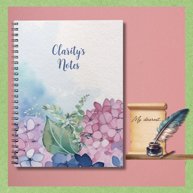 Charmant Carnet Motif Floral Aquarelle (Watercolor Floral design, 6.5 x 8.75 inches.)