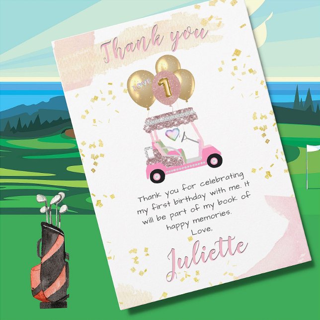 Charmant Carte de remerciements de golf Pink Glam (Créateur téléchargé)