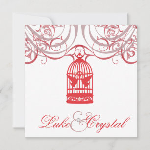 Charmant Faire-part de mariage à oiseaux rouges