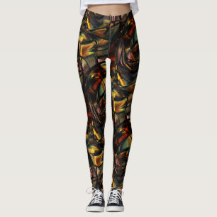 Charmant gekörnte Textur, goldgrün geprägt Leggings