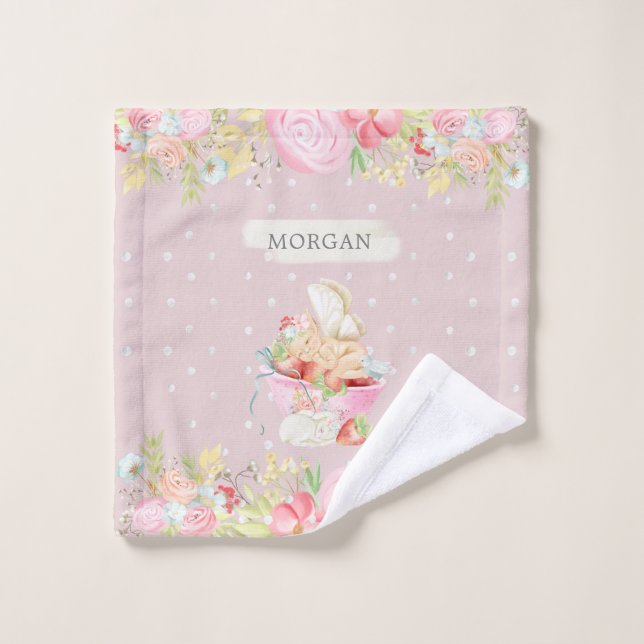 charmant jardin charmant de fée bébé monogramme en (Gant de toilette)