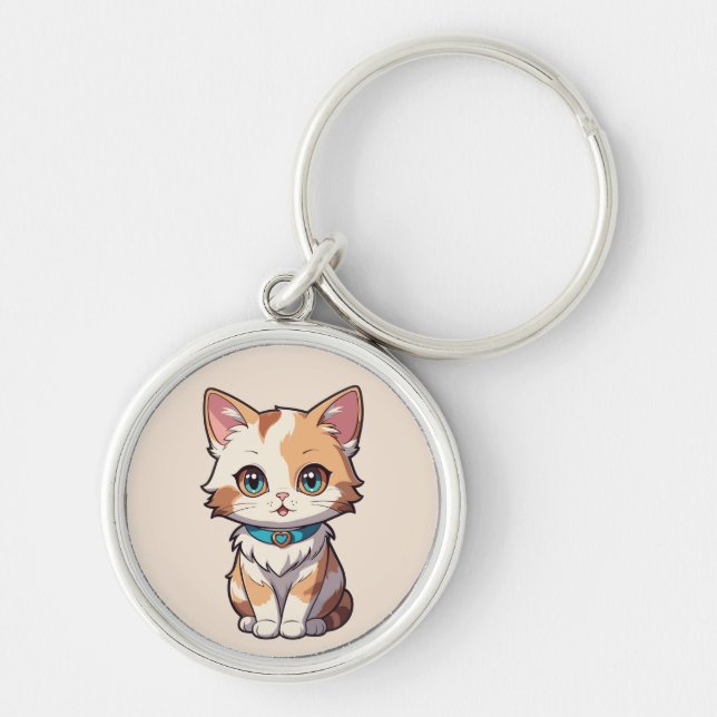 Charmant Niedliches Katzendesign Schlüsselanhänger (Vorne)