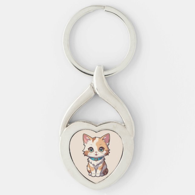 Charmant Niedliches Katzendesign Schlüsselanhänger (Vorderseite)