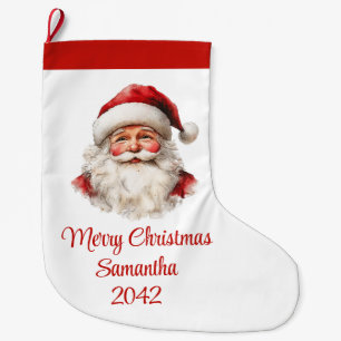 Charmant Père Noël Chaussette de Noël à l'aquarell