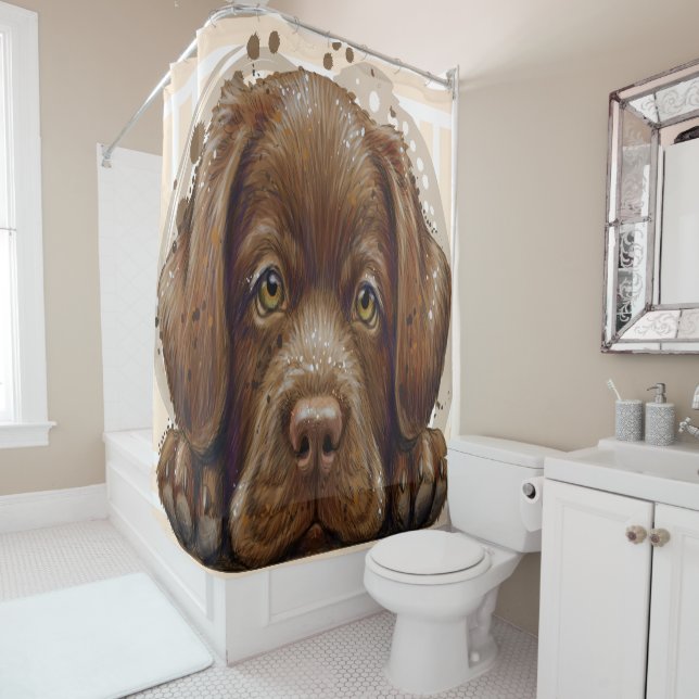 Charmant rideau de douche Labrador (En situation)