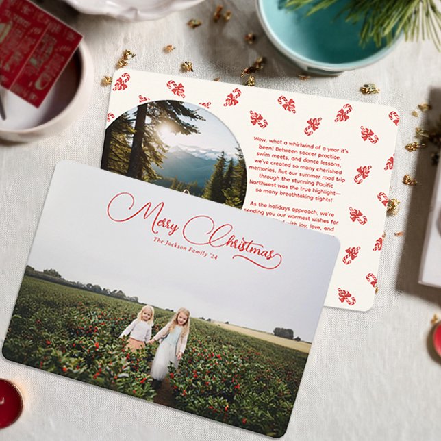 Charmant Script Noël Vacances Deux Cartes photos (Créateur téléchargé)