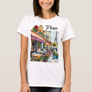 Charmant T-shirt Pittoresque Café Paris