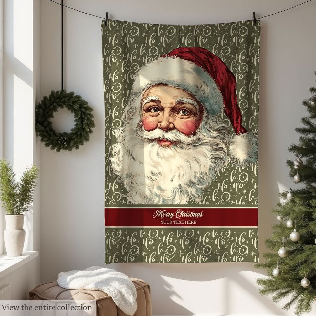 Charmante Alte Zeit Santa Blanka für gemütliche Zu Fleecedecke (Charming Old Time Santa Blanket for Cozy Homes)