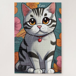 Charmante American Shorthair-Katze Blumenkunst