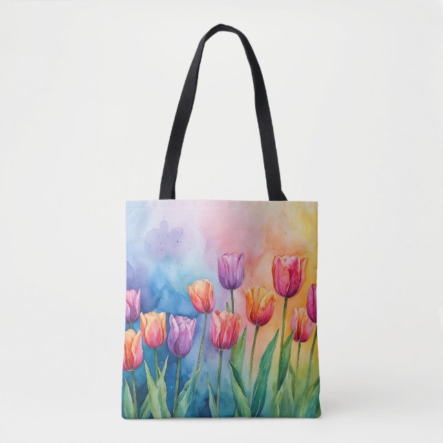 Charmante Aquarelltulis Tasche (Vorderseite)