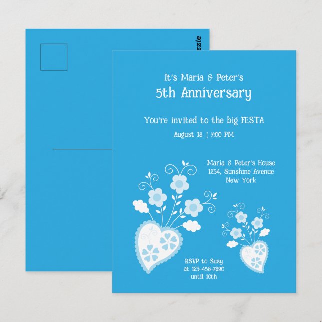 Charmante blaue Blüte Postkarte (Vorne/Hinten)