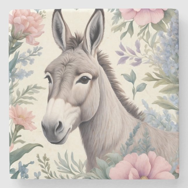 Charmante Blume von Donkey Pastel Steinuntersetzer (Vorderseite)