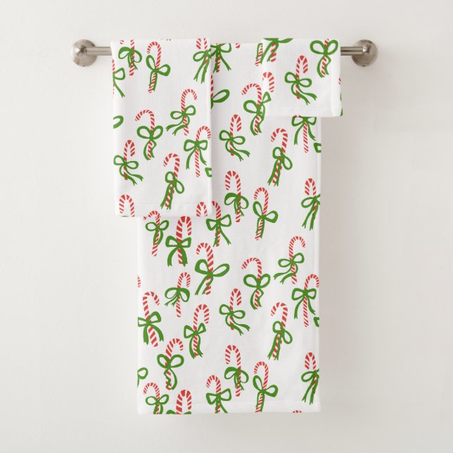 Charmante Candy Canes Sweet Christmas Weihnachten  Badhandtuch Set (Insitu)