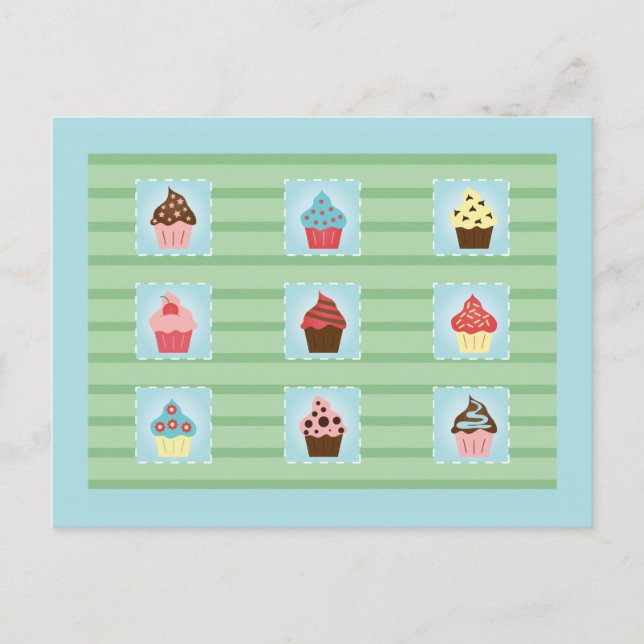 Charmante Cupcakes Postkarte (Vorderseite)