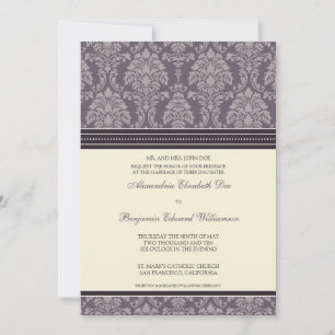 Charmante Damask 12x18 Hochzeit Einladung:Pflaume Einladung