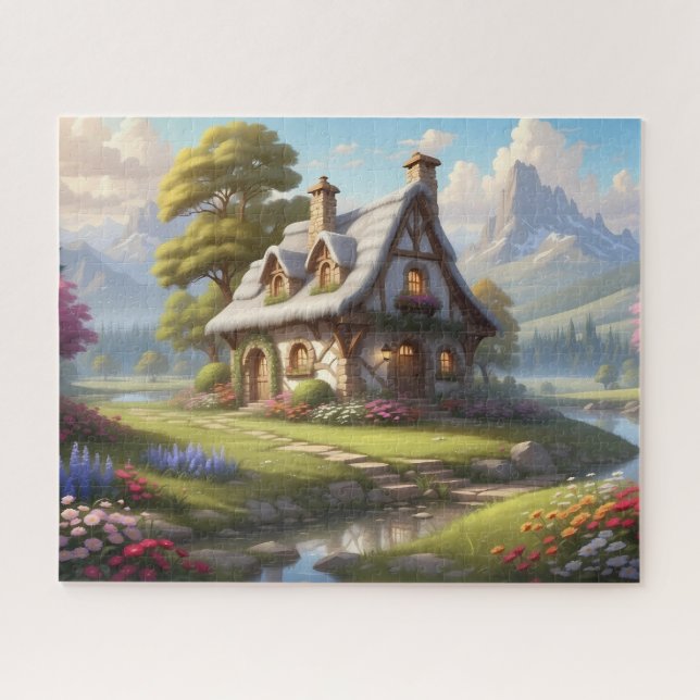 charmante Fantasy Hütte Illustration Puzz (Horizontal)