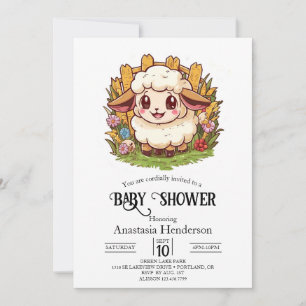Charmante Farmyard Sheep Baby Dusche Einladung