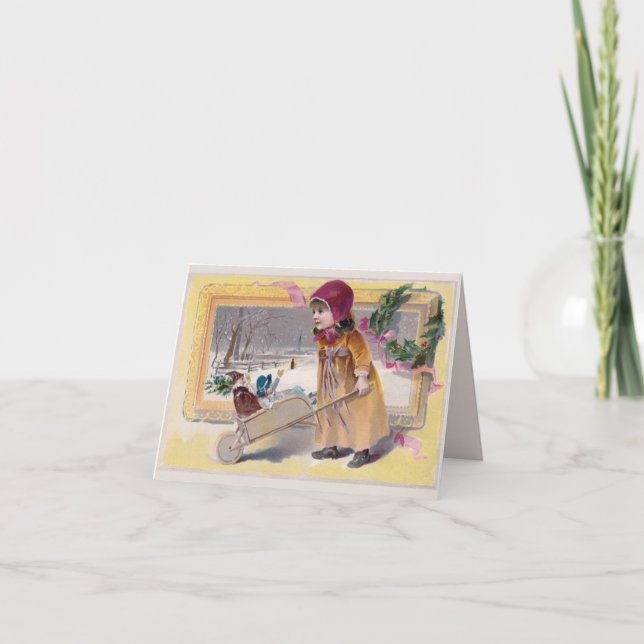 Charmante fille victorienne avec une carte de joue (Devant)