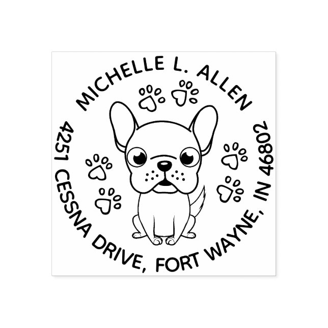 Charmante französische Bulldog-Rücksendeadresse Gummistempel (Prägung)