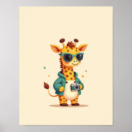 Charmante Giraffe Safari Kinder Jugendstil Kunst, Poster