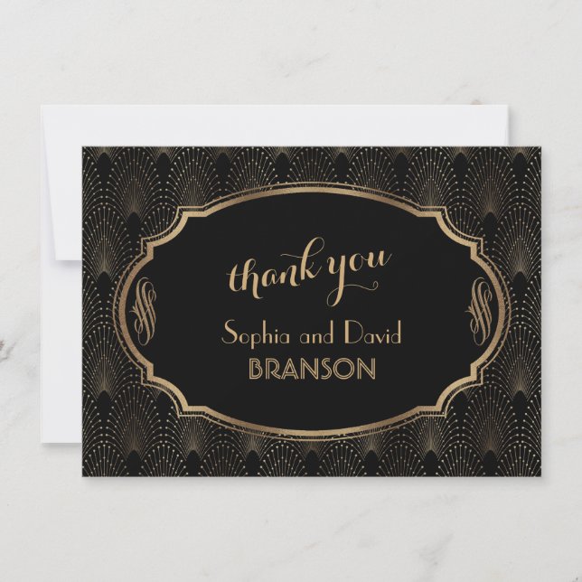 Charmante Grande Gatsby Art Déco MERCI Mariage (Devant)
