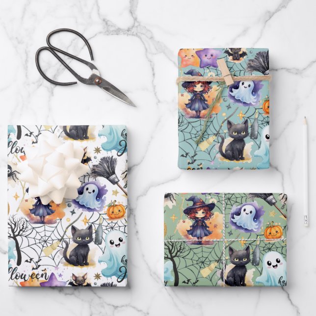 Charmante Halloween-Farben - Geschenkblätter Geschenkpapier Set (Vorderseite)