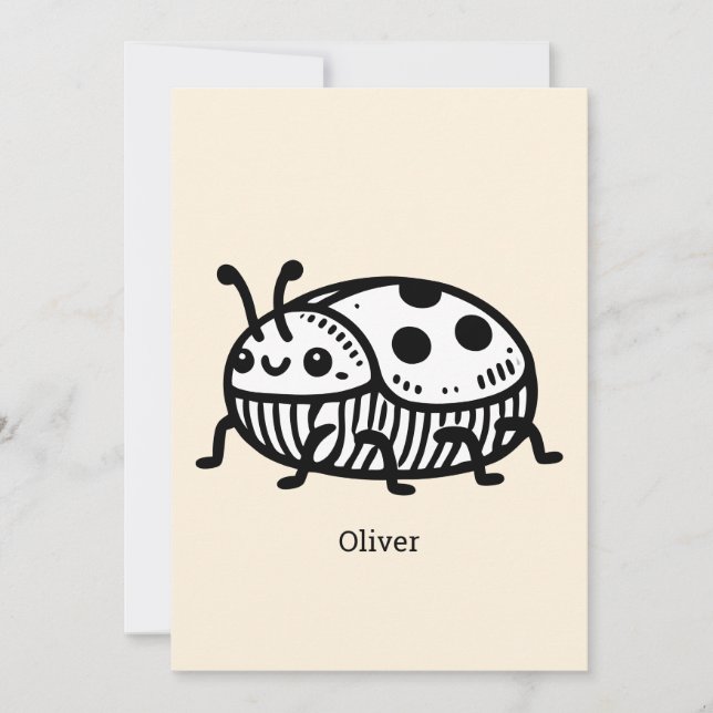 Charmante handGezeichnet Käfer-Illustration Einladung (Vorderseite)