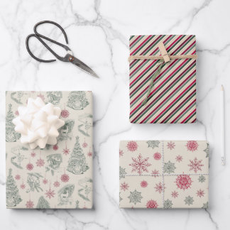 Charmante, handgezeichnete Weihnachtsmotive. Geschenkpapier Set